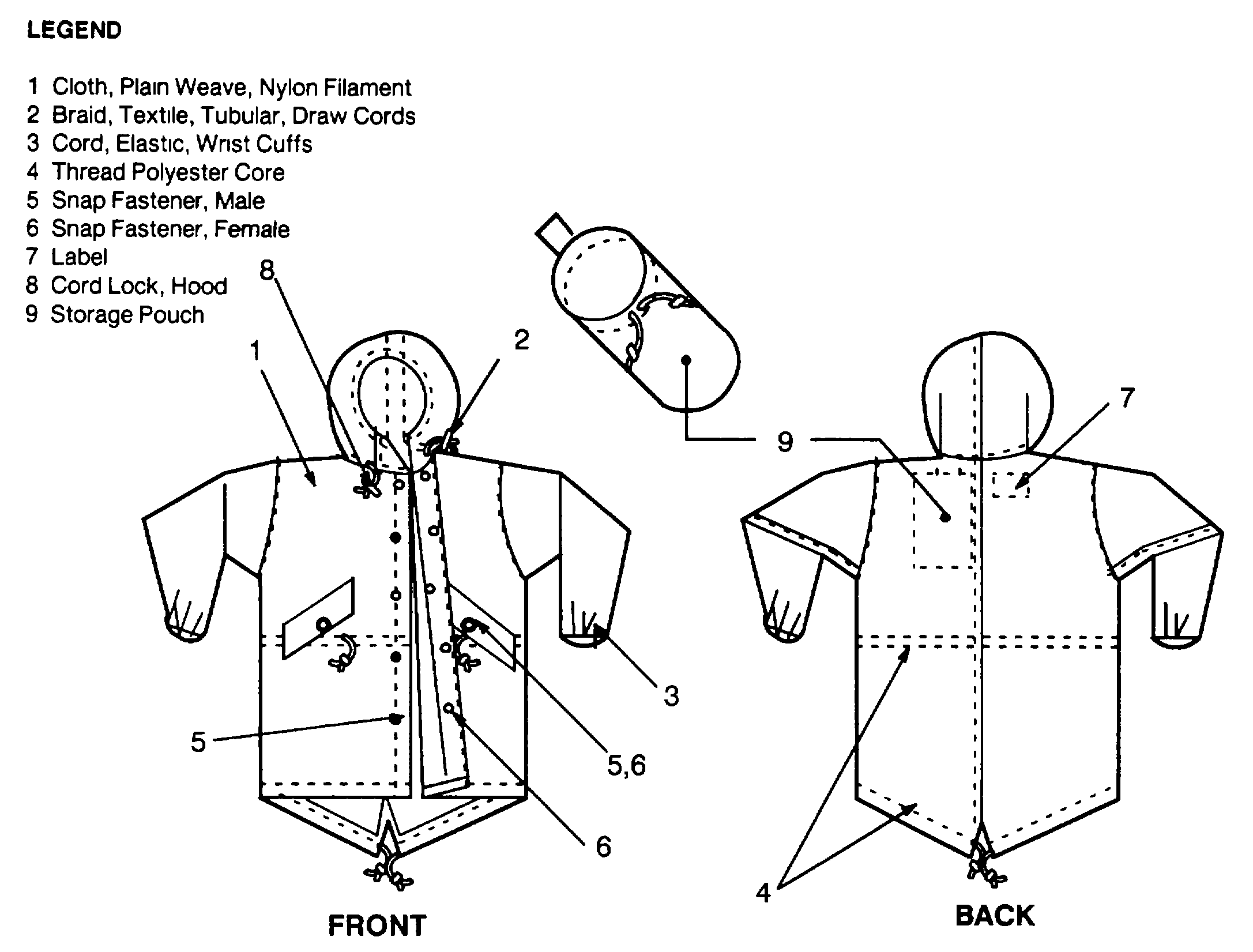 parka conforming to MIL-P-0010809H(GL)