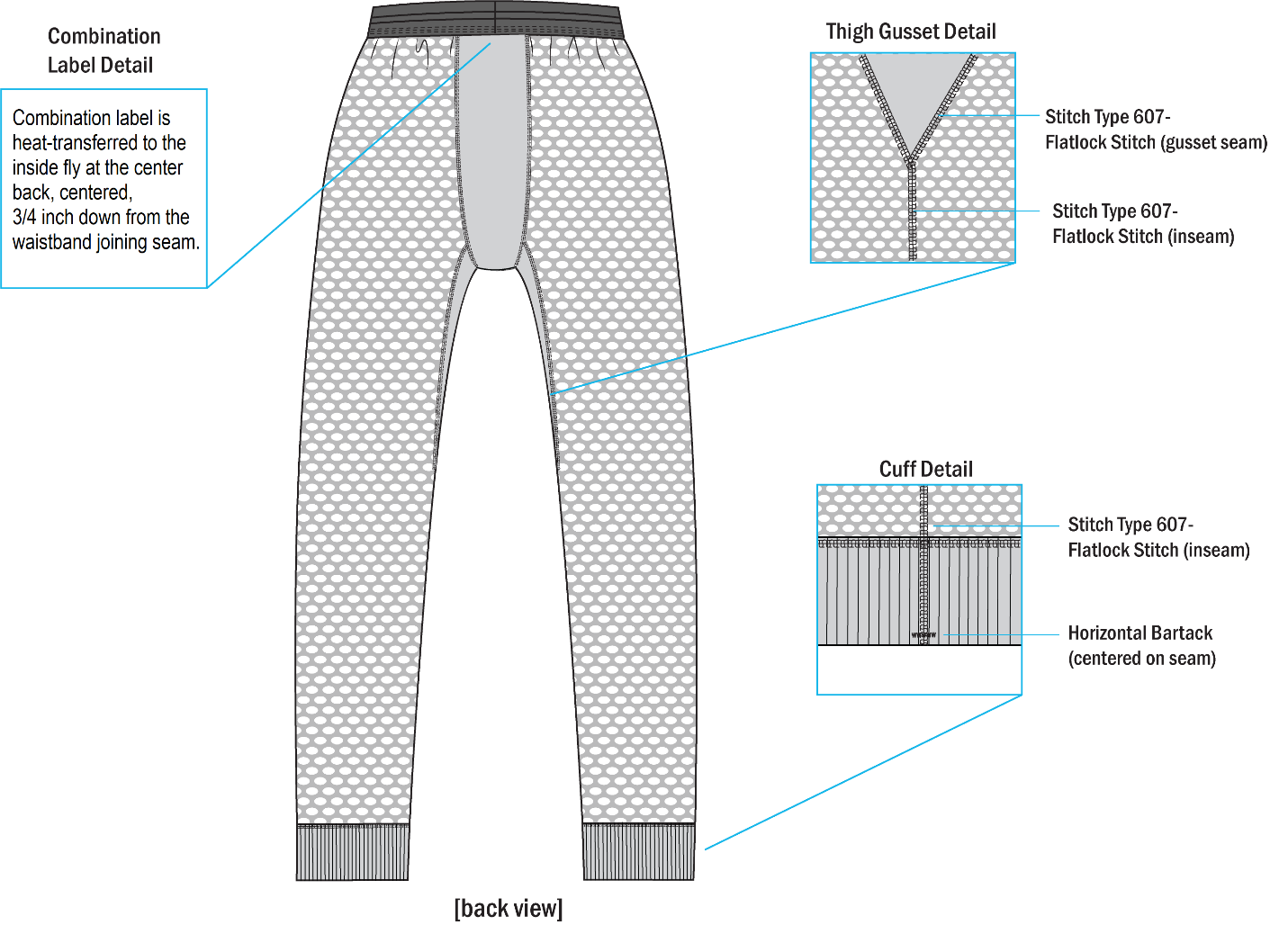 Mesh Cold Weather Baselayer drawers - back view