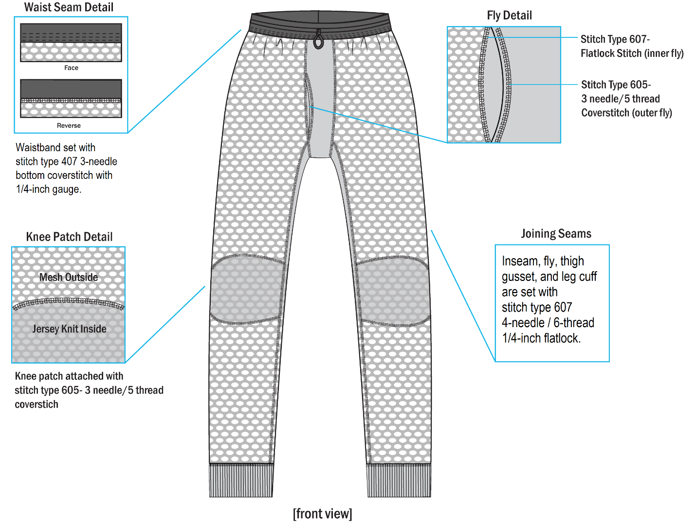 Mesh Cold Weather Baselayer drawers - front view