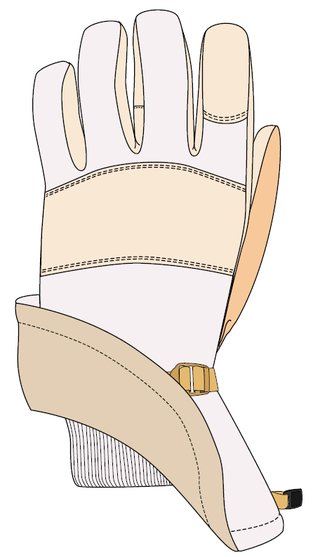 intermediate cold weather glove - back of hand view with rib cuff