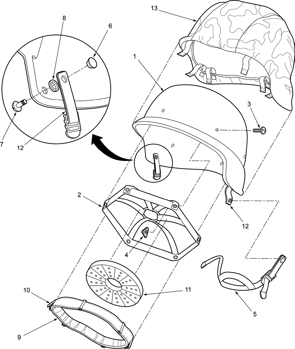 fig. 1: PASGT helmet components