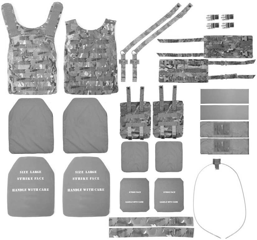 Inventory of cummerbund configuration with hard armor plates